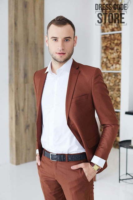 Однобортный, Двойка Свадебный костюм терракотовая двойка Moritz от Салон мужских костюмов Dress Сode Store 2