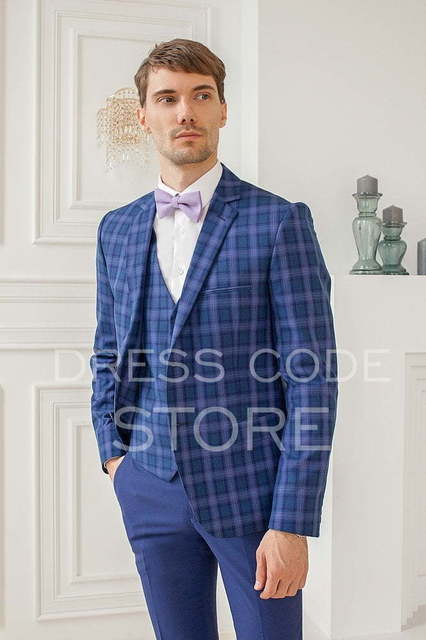 Однобортный, Тройка Свадебный костюм тройка в клетку Leo от Салон мужских костюмов Dress Сode Store 2