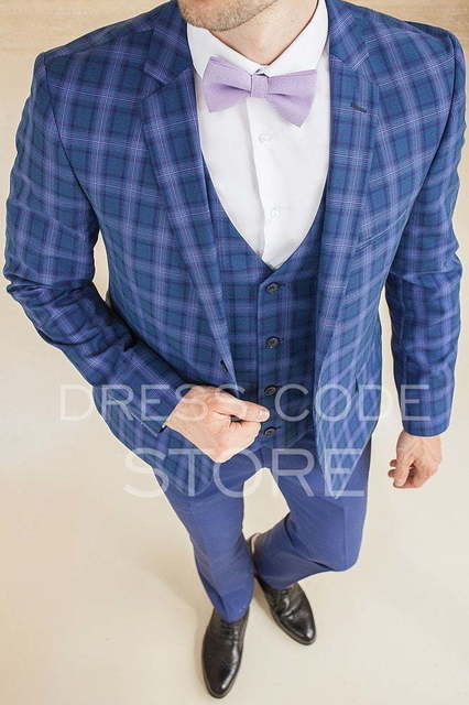 Однобортный, Тройка Свадебный костюм тройка в клетку Leo от Салон мужских костюмов Dress Сode Store 3