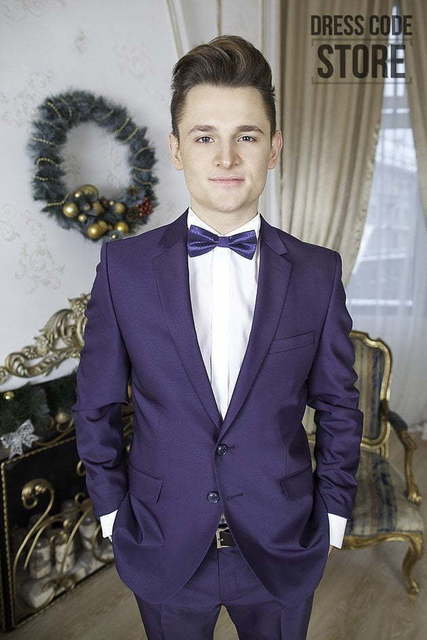 Однобортный, Двойка Свадебный костюм фиолетовая двойка Violence от Салон мужских костюмов Dress Сode Store 2