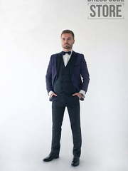 Однобортный, Смокинг, Тройка Свадебный костюм фиолетовая тройка Sebastian от Салон мужских костюмов Dress Сode Store 1