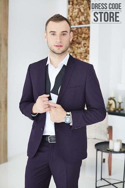 Однобортный, Двойка Свадебный костюм черничная двойка San remo от Салон мужских костюмов Dress Сode Store 2