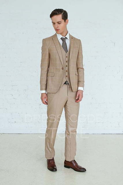 Однобортный, Тройка Свадебный костюм Cream brulee (Крем брюле) от Салон мужских костюмов Dress Сode Store 2