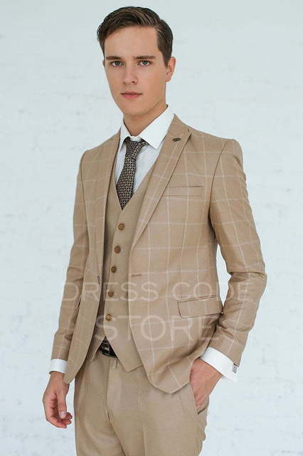 Однобортный, Тройка Свадебный костюм Cream brulee (Крем брюле) от Салон мужских костюмов Dress Сode Store 4