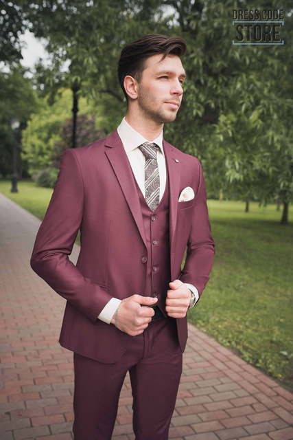 Однобортный, Тройка Свадебный костюм Garnet от Салон мужских костюмов Dress Сode Store 3