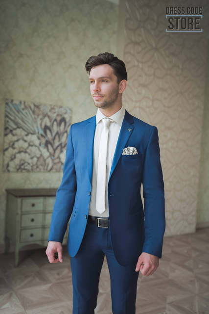 Однобортный, Двойка Свадебный костюм Scuba от Салон мужских костюмов Dress Сode Store 4