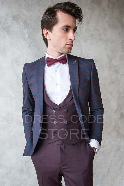 Однобортный, Тройка Свадебный костюм Tartan (Тартан) от Салон мужских костюмов Dress Сode Store 2