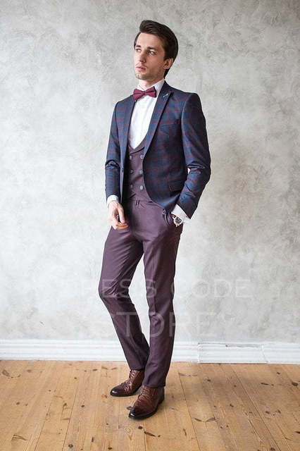 Однобортный, Тройка Свадебный костюм Tartan (Тартан) от Салон мужских костюмов Dress Сode Store 4