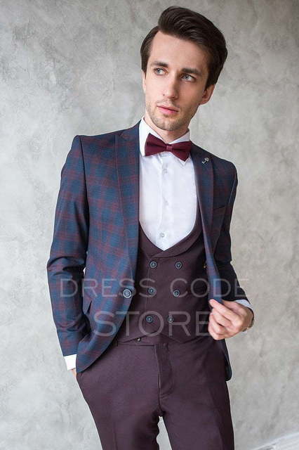 Однобортный, Тройка Свадебный костюм Tartan (Тартан) от Салон мужских костюмов Dress Сode Store 5