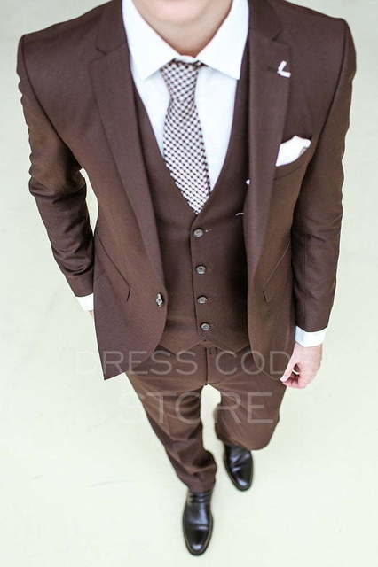 Однобортный, Тройка Свадебный костюм Tobacco (Табакко) от Салон мужских костюмов Dress Сode Store 3