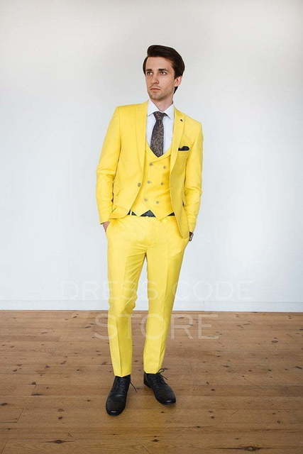 Однобортный, Тройка Свадебный костюм Yellow (Йеллоу) от Салон мужских костюмов Dress Сode Store 1