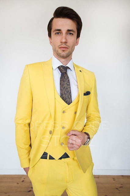 Однобортный, Тройка Свадебный костюм Yellow (Йеллоу) от Салон мужских костюмов Dress Сode Store 3