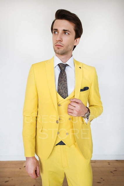 Однобортный, Тройка Свадебный костюм Yellow (Йеллоу) от Салон мужских костюмов Dress Сode Store 4