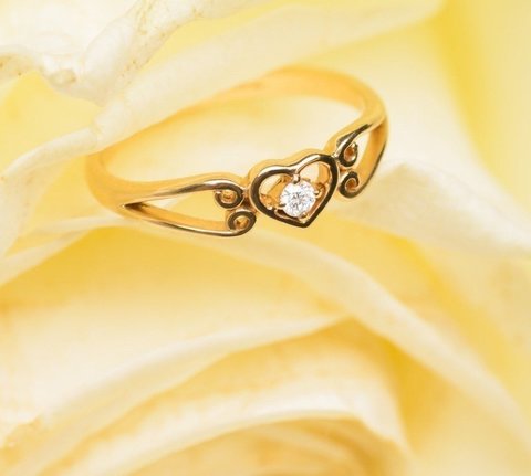 Помолвочное кольцо с сердечком и бриллиантом AOG-ER-0080 из Желтое золото от Ювелирный салон Art of glow 6