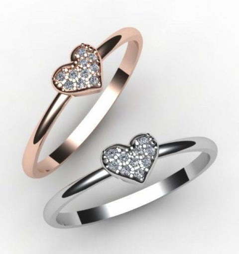 Помолвочное кольцо с сердечком из бриллиантов AOG-WRB-044-ER из Белое золото, Розовое (красное) золото от Ювелирный салон Art of glow 1