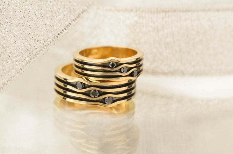 Необычные обручальные кольца с бриллиантами AOG-obr-377 из Комбинированные от Ювелирный салон Art of glow 2