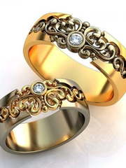 Необычное обручальное кольцо с бриллиантом AOG-obr-698 из Комбинированные от Ювелирный салон Art of glow 1