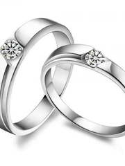 Кольцо обручальное из белого золота с бриллиантом AOG-WRB-008 из Белое золото от Ювелирный салон Art of glow 1