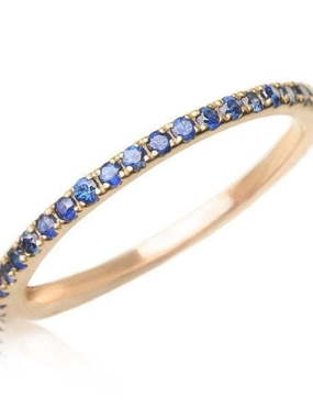 Помолвочное кольцо дорожка с голубыми сапфирами AOG-YMR-0022 из Желтое золото от Ювелирный салон Art of glow 1