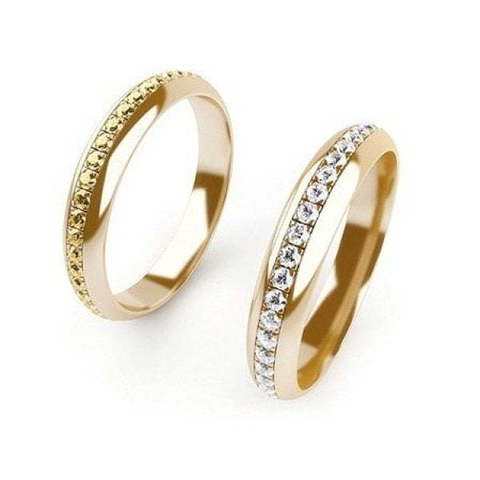 Золотое обручальное кольцо с бриллиантами AOG-WRB-017 из Желтое золото от Ювелирный салон Art of glow 1