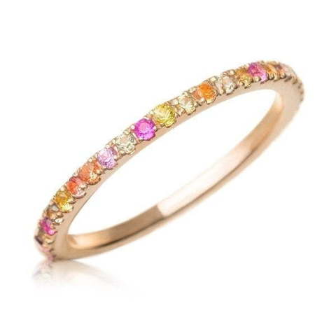 Помолвочное кольцо дорожка с мультисапфирами AOG-YMR-0015 из Розовое (красное) золото от Ювелирный салон Art of glow 1