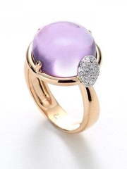 Помолвочное золотое кольцо с крупным аметистом AOF-DR-0040 из Розовое (красное) золото от Ювелирный салон Art of glow 1