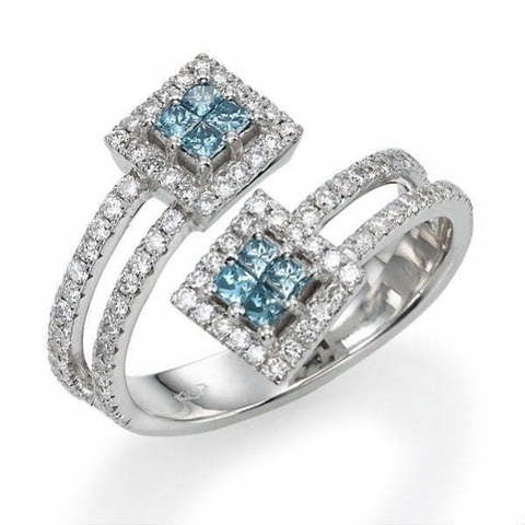 Помолвочное кольцо с россыпью бриллиантов AOF-DR-0010 из Белое золото от Ювелирный салон Art of glow 1