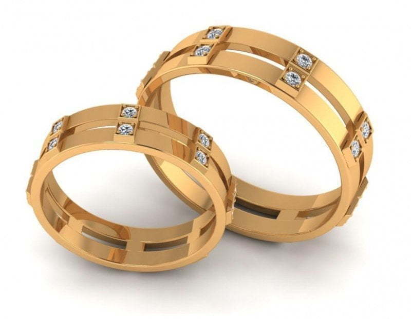 Обручальные кольца с бриллиантами R-KO-1091 из Розовое (красное) золото от Ювелирный салон Art of glow 1