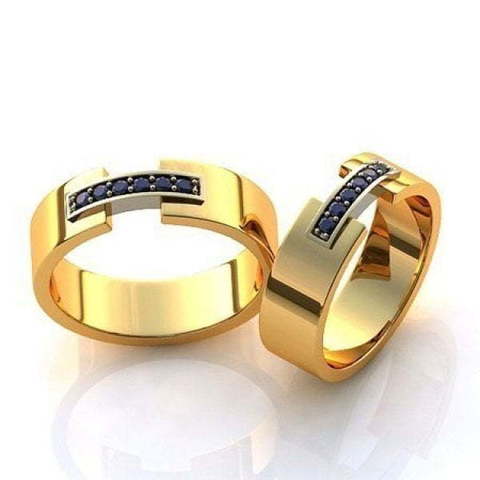 Золотое обручальное кольцо с сапфирами R-KO-1045-1 из Желтое золото от Ювелирный салон Art of glow 1
