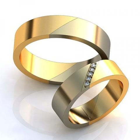 Обручальное кольцо с бриллиантовой дорожкой AOG-obr-679 из Комбинированные от Ювелирный салон Art of glow 1