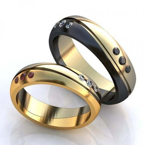Обручальные кольца с камнями AOG-obr-537 из Комбинированные от Ювелирный салон Art of glow 1
