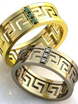 Узорчатые обручальные кольца с изумрудами AOG-obr-374 из Желтое золото от Ювелирный салон Art of glow 1