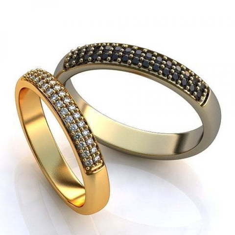 Обручальное кольцо с черными бриллиантами AOG-obr-483 из Желтое золото от Ювелирный салон Art of glow 1