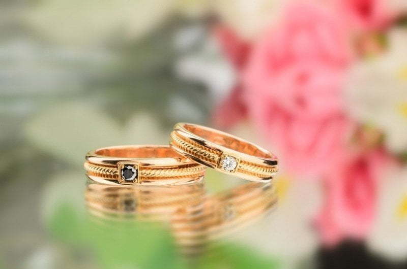 Золотые обручальные кольца с бриллиантом AOG-obr-669 из Розовое (красное) золото от Ювелирный салон Art of glow 1