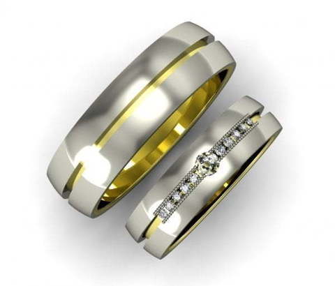 Обручальные кольца из комбинированного золота AOG-WRB-045 из Комбинированные от Ювелирный салон Art of glow 1