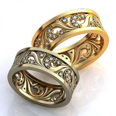 Обручальные кольца с бриллиантами AOG-obr-363 из Желтое золото, Белое золото от Ювелирный салон Art of glow 2