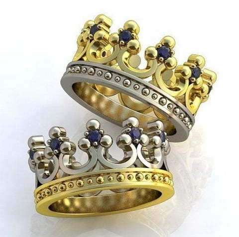 Золотые обручальные кольца короны AOG-obr-427-1 из Комбинированные от Ювелирный салон Art of glow 1