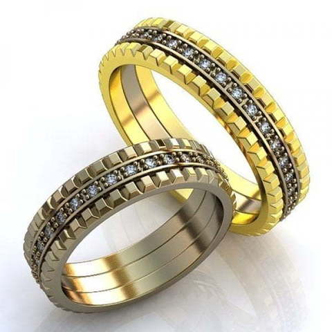 Обручальные кольца с бриллиантовой дорожкой AOG-obr-398 из Желтое золото от Ювелирный салон Art of glow 1