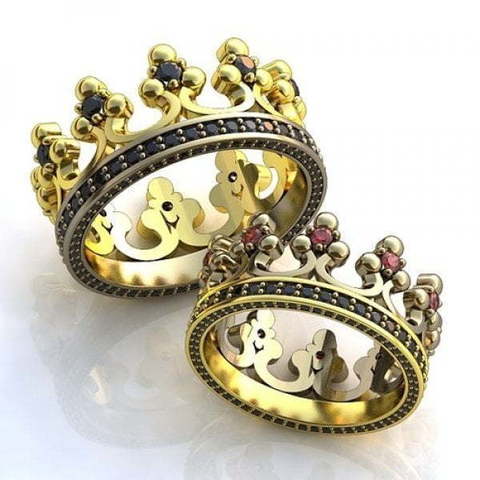 Обручальные золотые кольца в виде короны AOG-obr-803 из Комбинированные от Ювелирный салон Art of glow 1