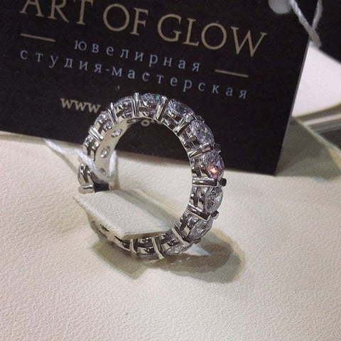 Золотое обручальное кольцо с дорожкой камней AOG-WR-0026-CZ из Белое золото от Ювелирный салон Art of glow 5