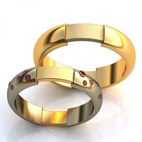 Золотые обручальные кольца с рубинами AOG-obr-828 из Комбинированные от Ювелирный салон Art of glow 1