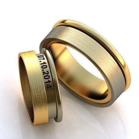 Обручальные кольца с датой свадьбы AOG-WR-0035 из Комбинированные от Ювелирный салон Art of glow 1
