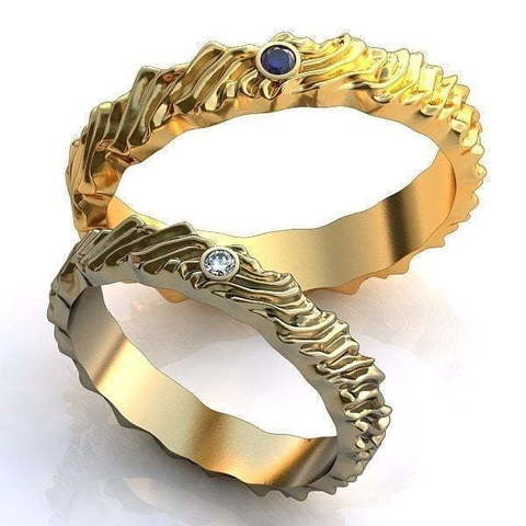 Обручальные кольца с камнями AOG-obr-097 из Желтое золото от Ювелирный салон Art of glow 1