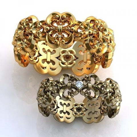 Эксклюзивные обручальные кольца с бриллиантами AOG-obr-662 из Желтое золото от Ювелирный салон Art of glow 1