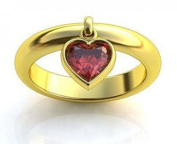 Помолвочное кольцо с рубиновым сердцем AOG-ER-0067 из Желтое золото от Ювелирный салон Art of glow 1