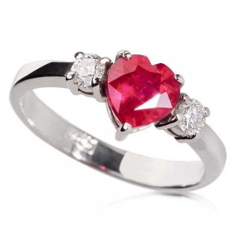 Помолвочное кольцо с рубиновым сердцем и бриллиантами AOG-ER-0062 из Белое золото от Ювелирный салон Art of glow 1