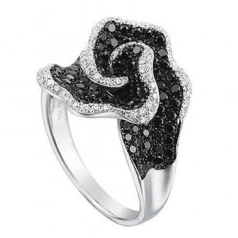 Стильное помолвочное кольцо с белыми и черными бриллиантами AOF-DR-0034 из Белое золото от Ювелирный салон Art of glow 1