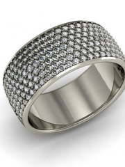 Широкое обручальное кольцо с бриллиантовой россыпью AOG-WRB-002-02 из Белое золото от Ювелирный салон Art of glow 1