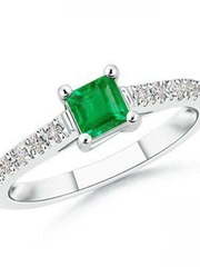 Помолвочное кольцо из белого золота с центральным изумрудом AOG-R-02042 из Белое золото от Ювелирный салон Art of glow 1