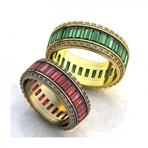 Обручальные кольца с уникальными цветными камнями AOG-WR-0011 из Желтое золото от Ювелирный салон Art of glow 1